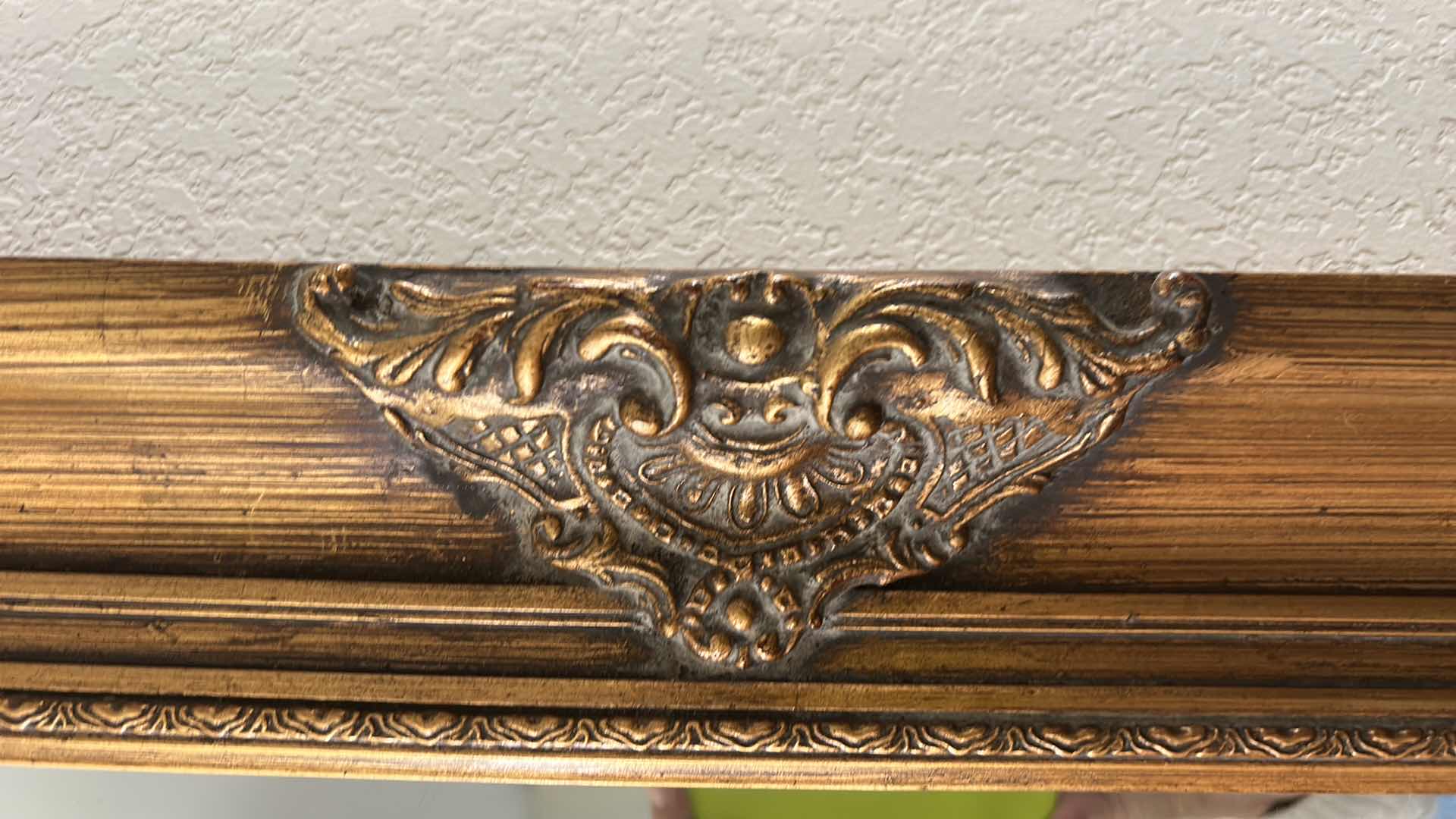 Photo 1 of ORNATE GOLD WOOD FRAMED MIRROR 27 1/2“ x H46“