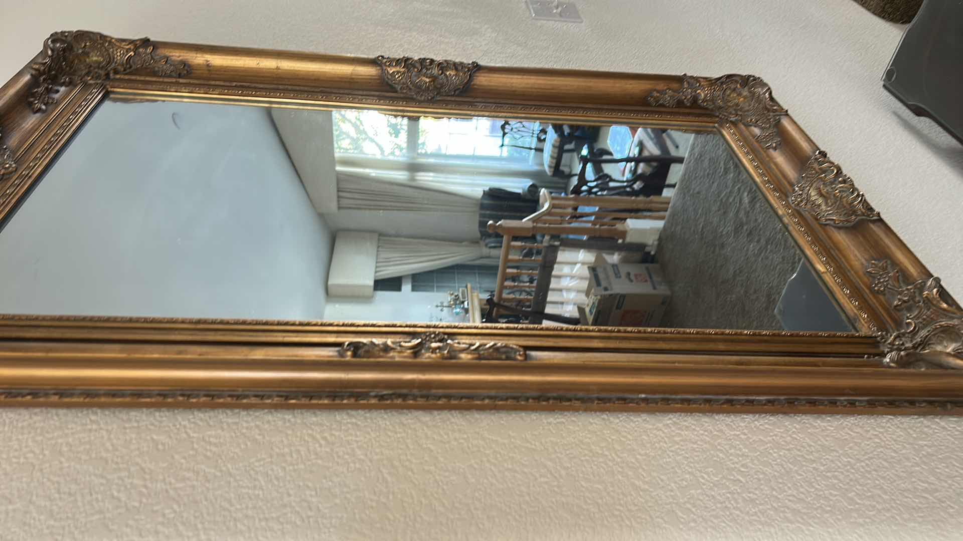 Photo 1 of ORNATE GOLD WOOD FRAMED MIRROR 27 1/2“ x H46“