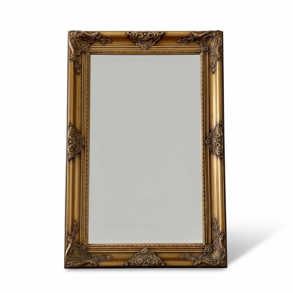 Photo 1 of ORNATE GOLD WOOD FRAMED MIRROR 27 1/2“ x H46“
