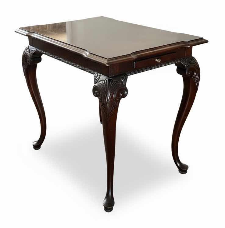 Photo 1 of THOMASVILLE MAHOGANY TABLE WITH TWO PULL OUTS  32 1/2” x 22 1/2” x H27 1/2” (COMES WITH GLASS TOP)