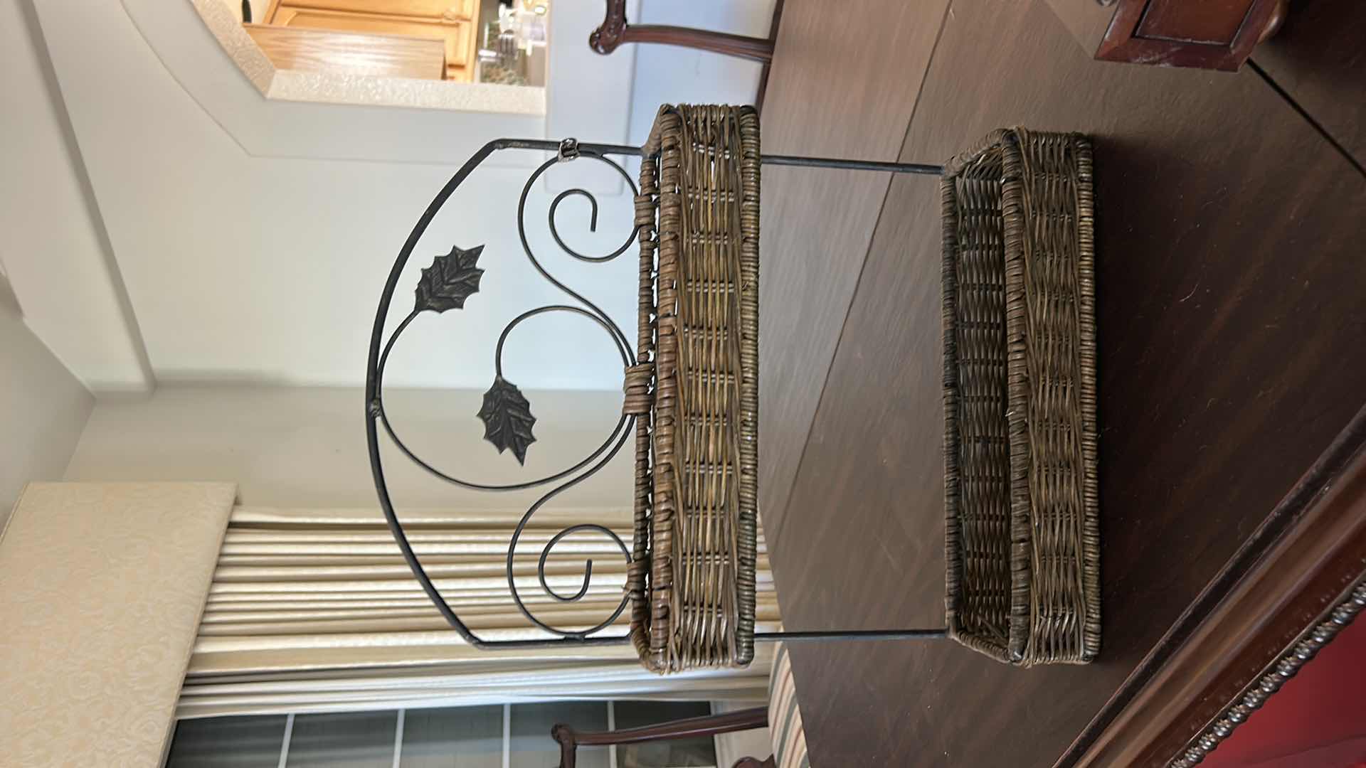 Photo 1 of 3 - HOME DECOR PIECES, TALL MATCHSTICK BOX, METAL AND WICKER WALL MOUNTED ORGANIZER AND CARVED WOOD SHELF WITH DRAWERS 18“ x 7“ x H11“