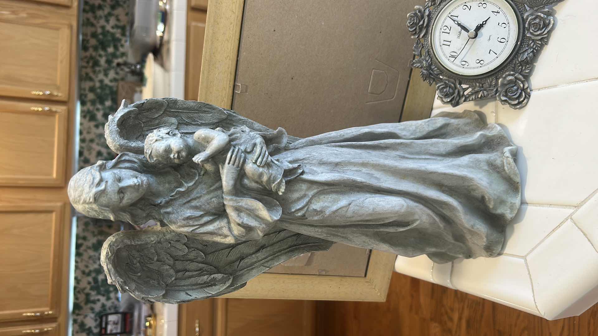 Photo 1 of RESIN ANGEL H16”AND METAL CLOCK