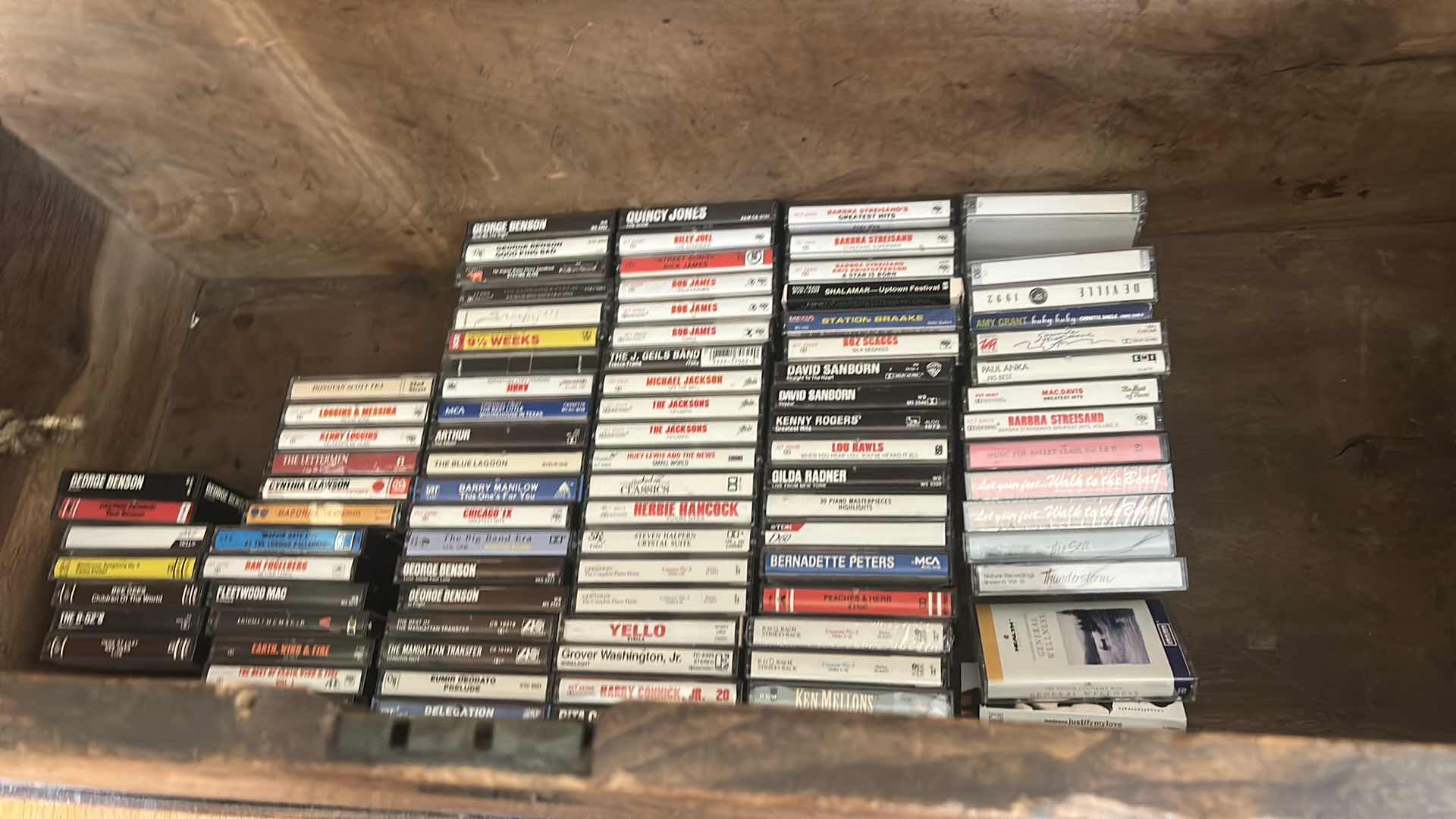 Photo 1 of ANTIQUE HAND HEWN WOOD STORAGE TRUNK 39 1/4“ x 16 1/2“ x H16 1/2“ (CONTENTS INCLUDED)