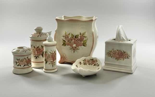 Photo 1 of HAND PAINTED PORCELAIN BY VEE JACKSON, CALIFORNIA, BATHROOM ENSEMBLE