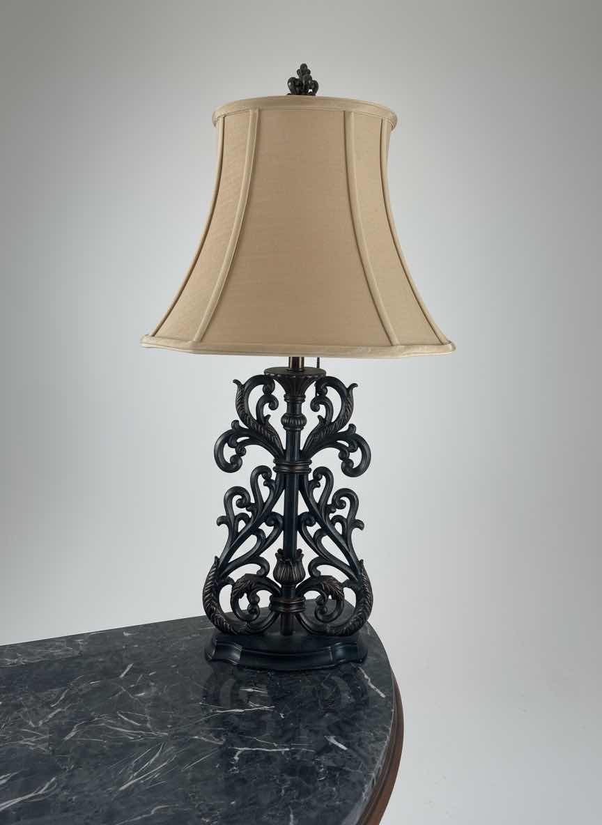 Photo 1 of ANTIQUE BRONZE FINISHED  CERAMIC TABLE LAMP H32”