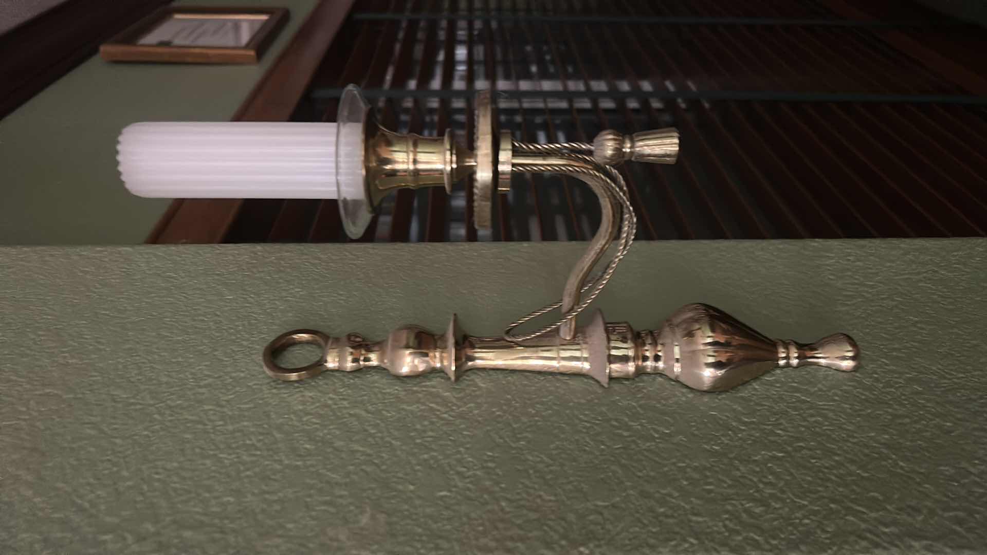 Photo 1 of PAIR OF VINTAGE WALL MOUNTED BRASS CANDLE HOLDERS H12”