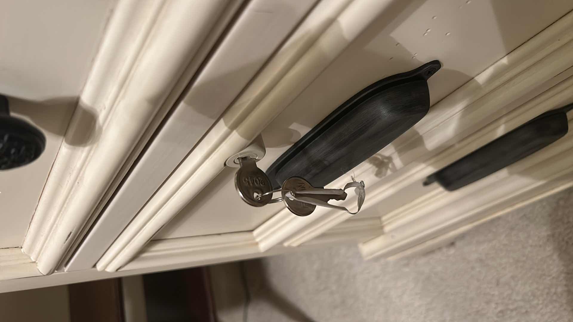 Photo 1 of ASPEN HOME EXECUTIVE DESK - ANTIQUE WHITE DESK WITH DARK WOOD TOP 66“ x 25“ x H30 1/2“