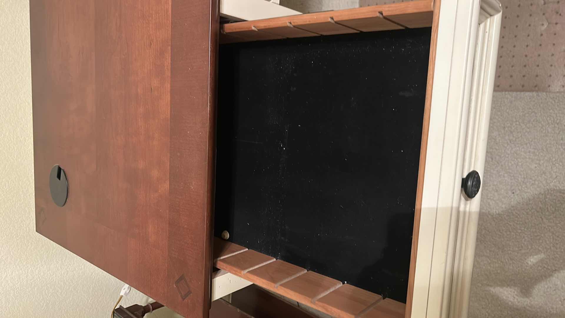 Photo 1 of ASPEN HOME EXECUTIVE DESK - ANTIQUE WHITE DESK WITH DARK WOOD TOP 66“ x 25“ x H30 1/2“