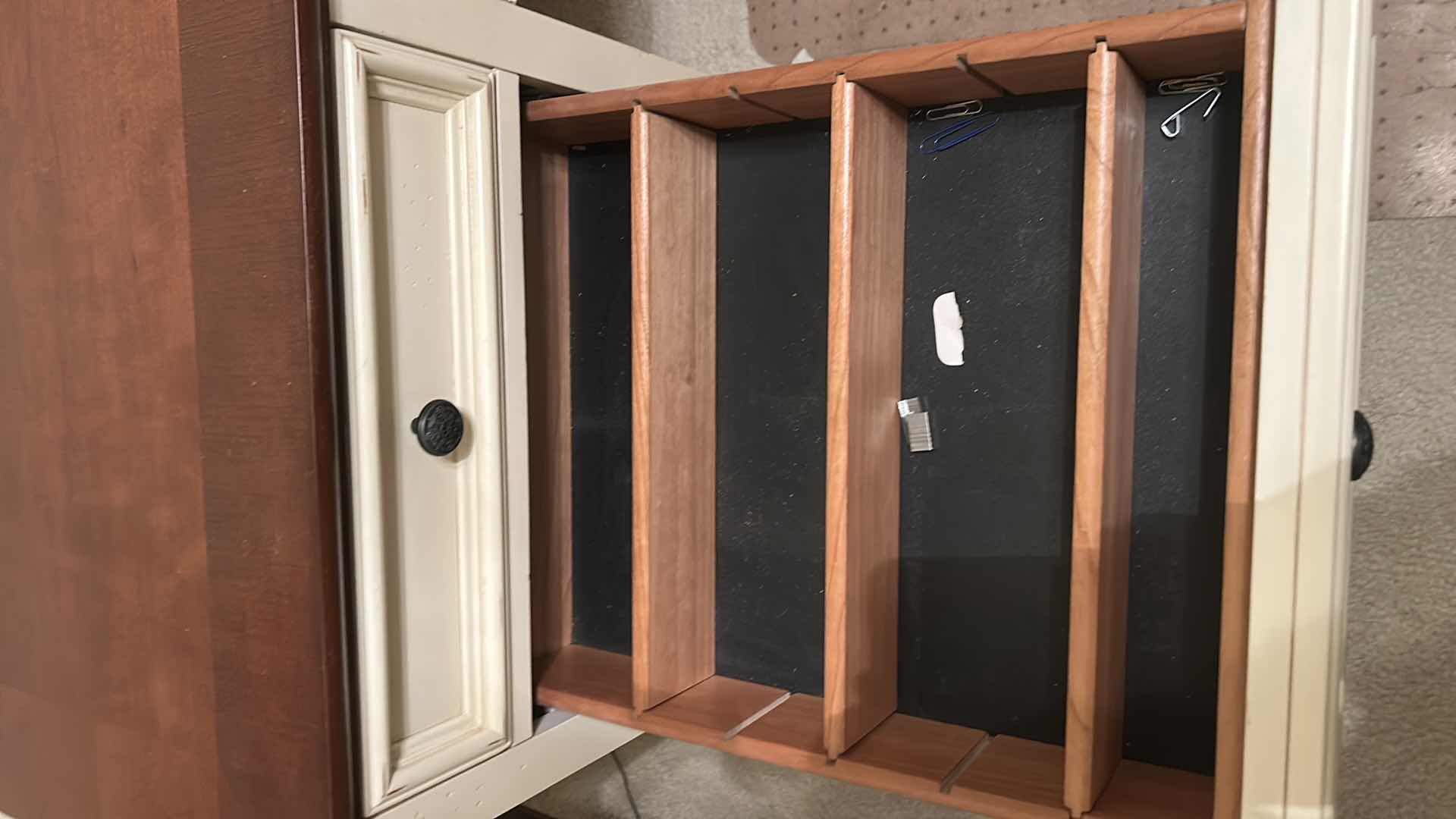 Photo 1 of ASPEN HOME EXECUTIVE DESK - ANTIQUE WHITE DESK WITH DARK WOOD TOP 66“ x 25“ x H30 1/2“