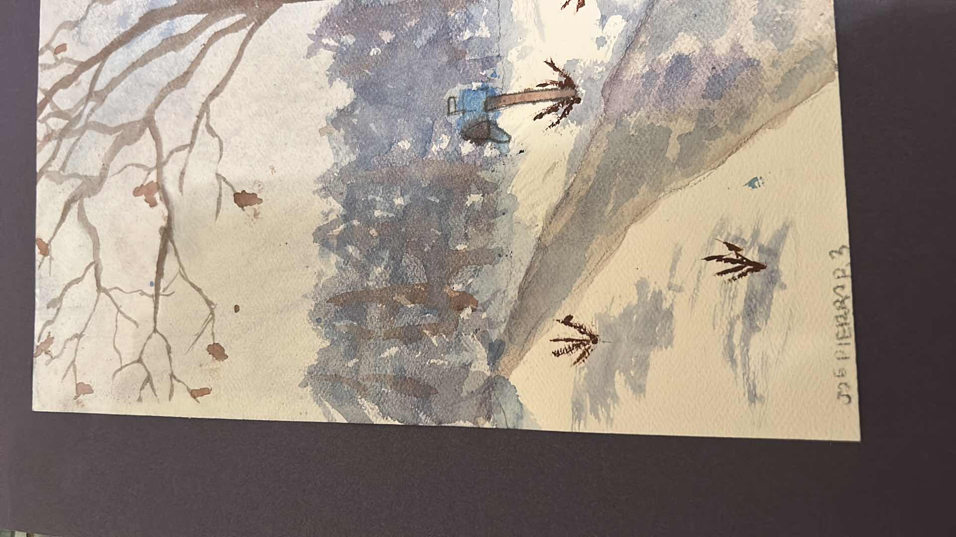 Photo 1 of UNFRAMED MATTED SIGNED WATERCOLOR “WINTER SCENE” ARTWORK 11” X H14”