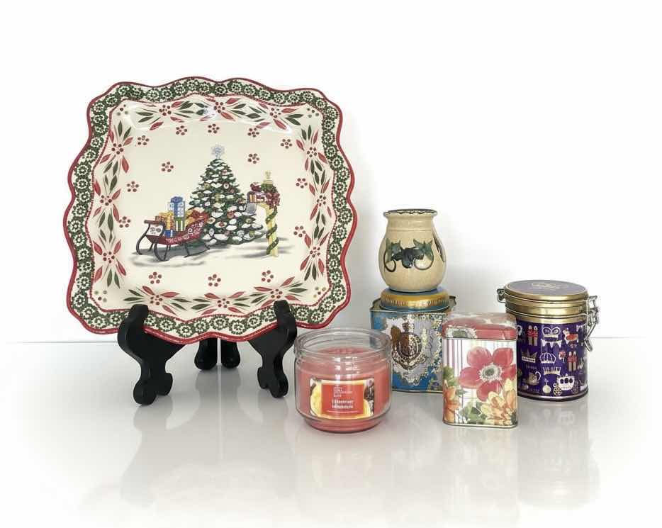 Photo 1 of CHRISTMAS PLATTER, TINS AND CANDLE