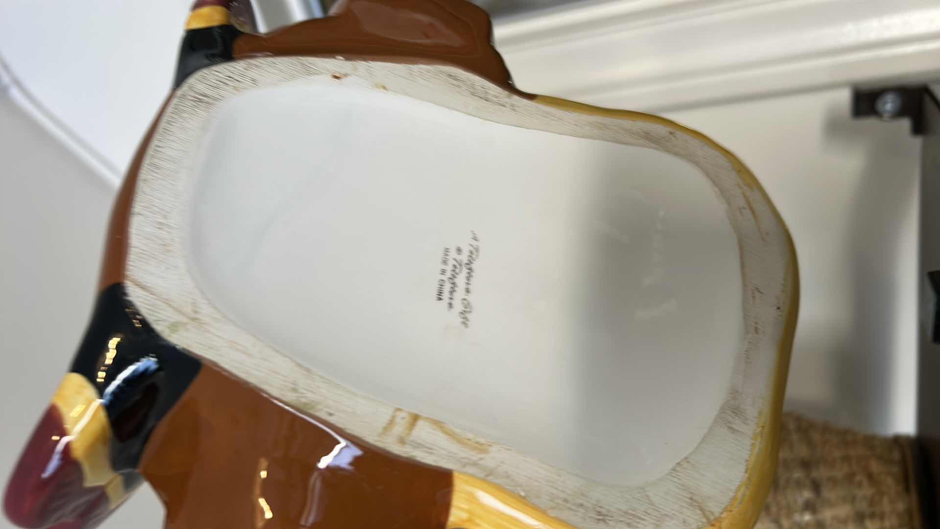 Photo 1 of CERAMIC TURKEY POTS/VASES AND SCARECROW BASKET