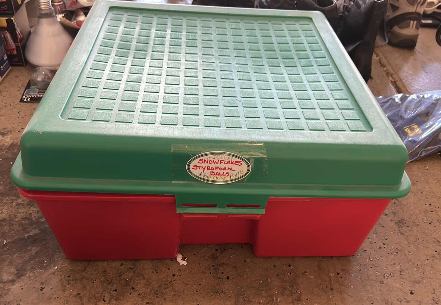 Photo 1 of TOTE WITH CHRISTMAS BALL ORNAMENTS AND GIFT BAGS