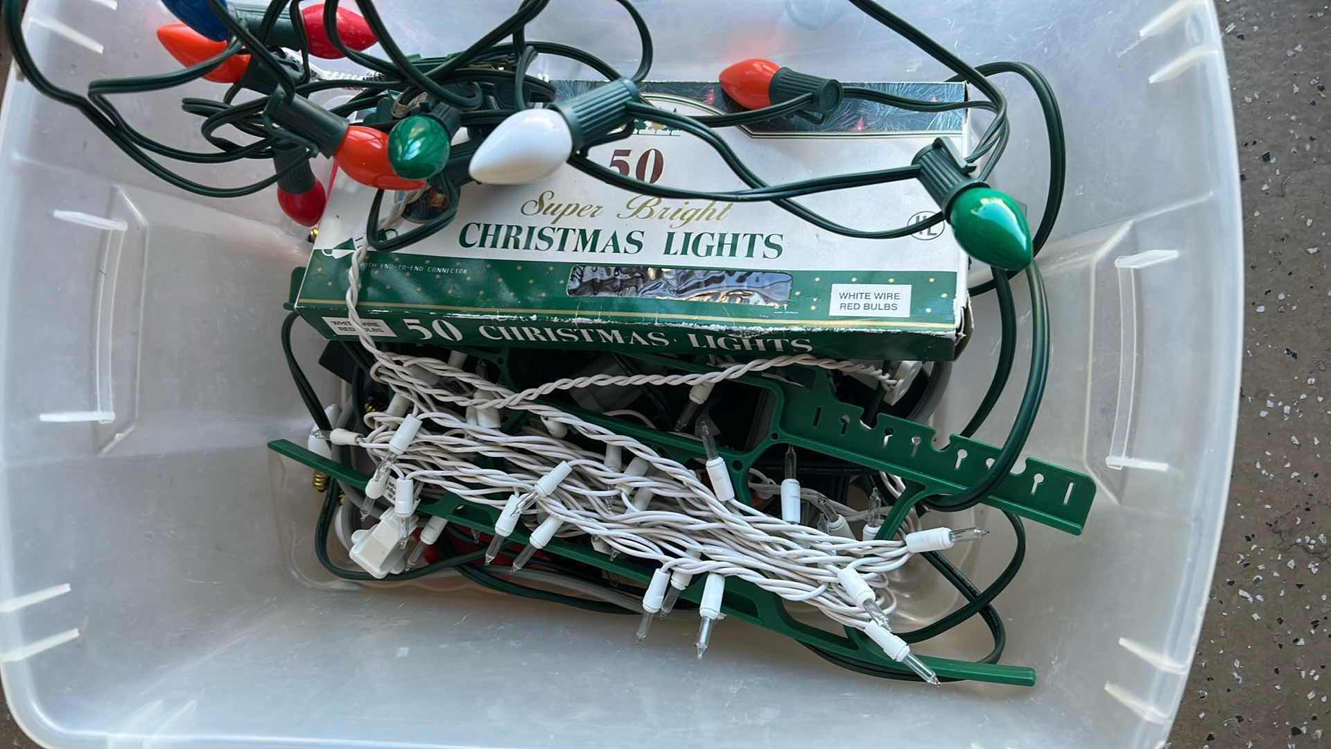 Photo 1 of CONTENTS OF PLASTIC CONTAINER CHRISTMAS LIGHTS