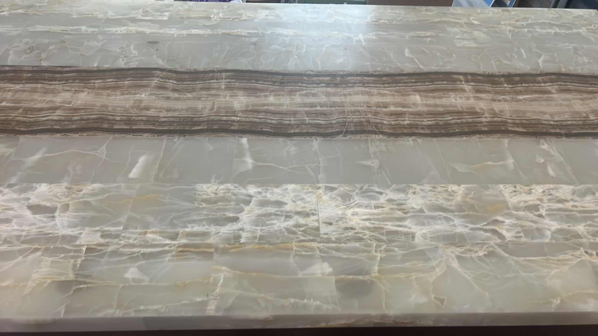 Photo 1 of $2500 FAUX MARBLE TOP WOOD AND METAL DINING ROOM TABLE 40“ x 6‘ x H30 1/2“