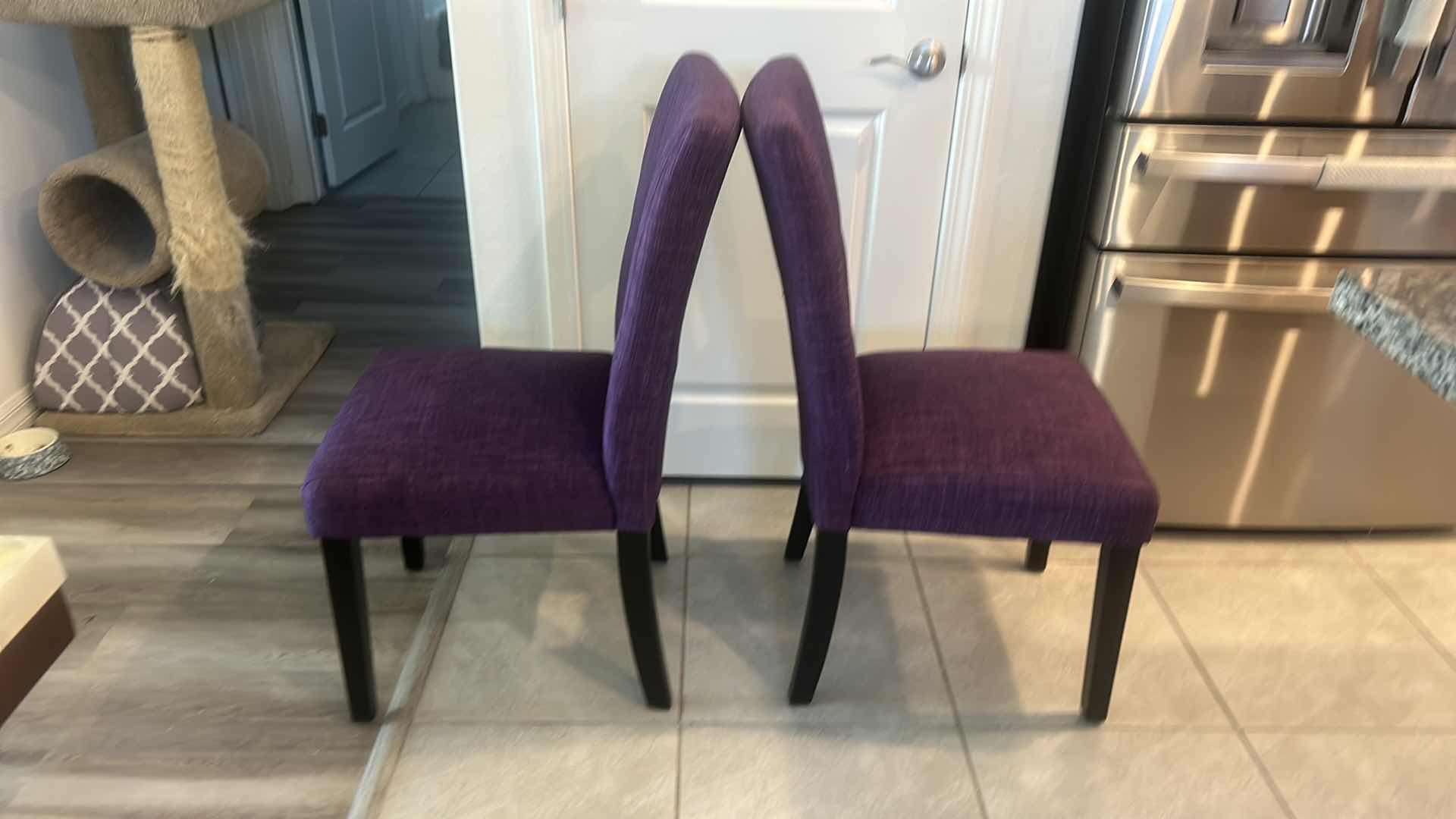 Photo 1 of 2 PURPLE UPHOLSTERED SIDE CHAIRS