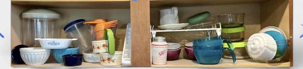 Photo 1 of CONTENTS ON TWO SHELVES IN KITCHEN