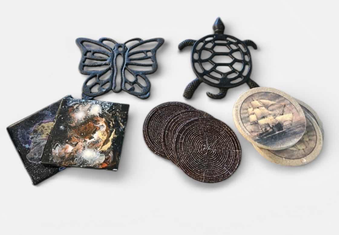 Photo 1 of 2 METAL TRIVETS AND COASTERS