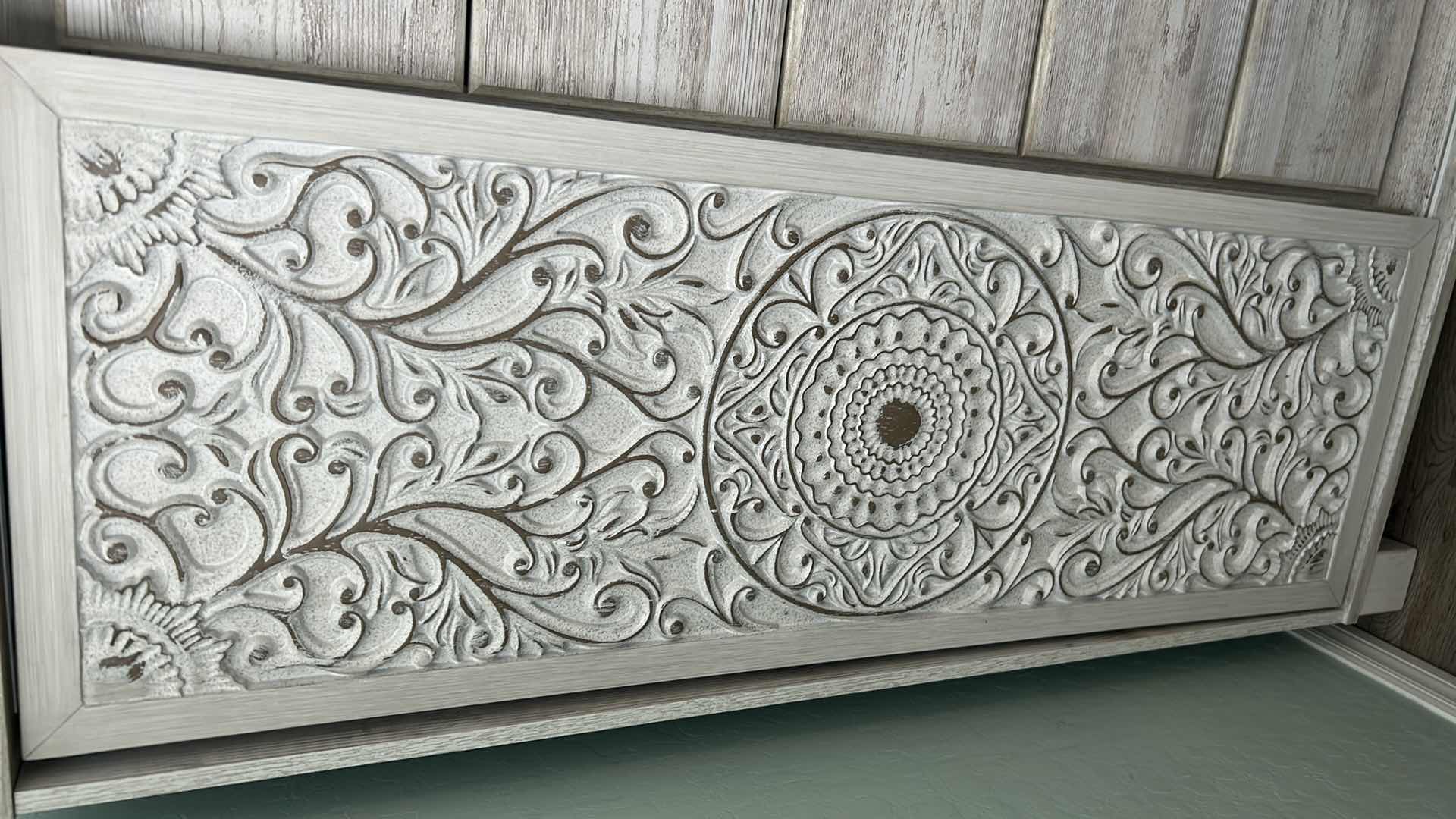 Photo 1 of ASHLEY PAXBERRY DRESSING CHEST W WHITEWASH FINISH AND CARVED SLIDING DOOR 37" X 19" H 56"