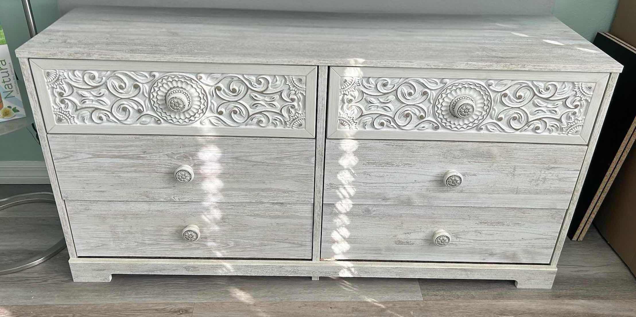 Photo 1 of ASHLEY PAXBERRY 6 DRAWER DRESSER IN WHITEWASH FINISH 53" X 16" H 29"