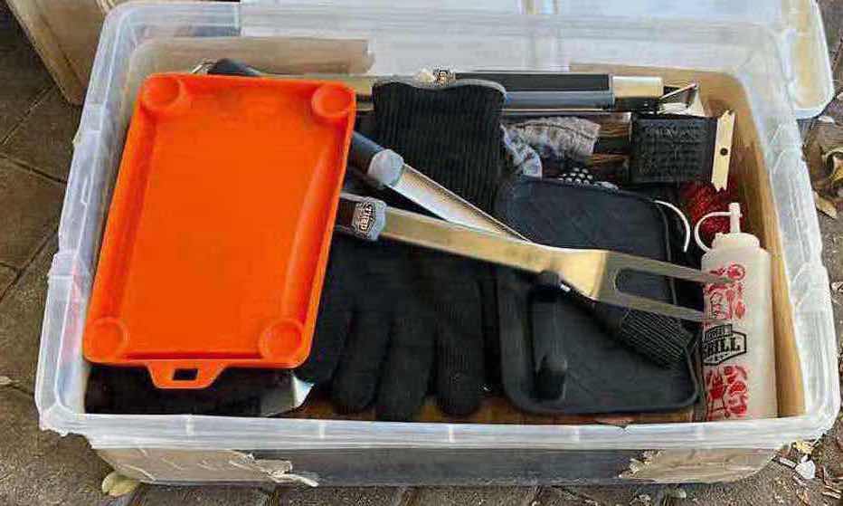 Photo 1 of CONTENTS OF PLASTIC CONTAINER BBQ SUPPLIES
