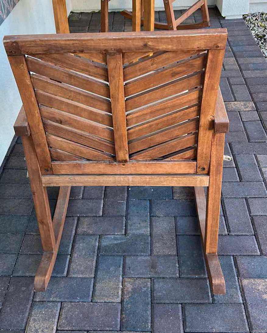 Photo 1 of BROWN ACAIA WOOD OUTDOOR ROCKING PATIO CHAIR W CUSHION