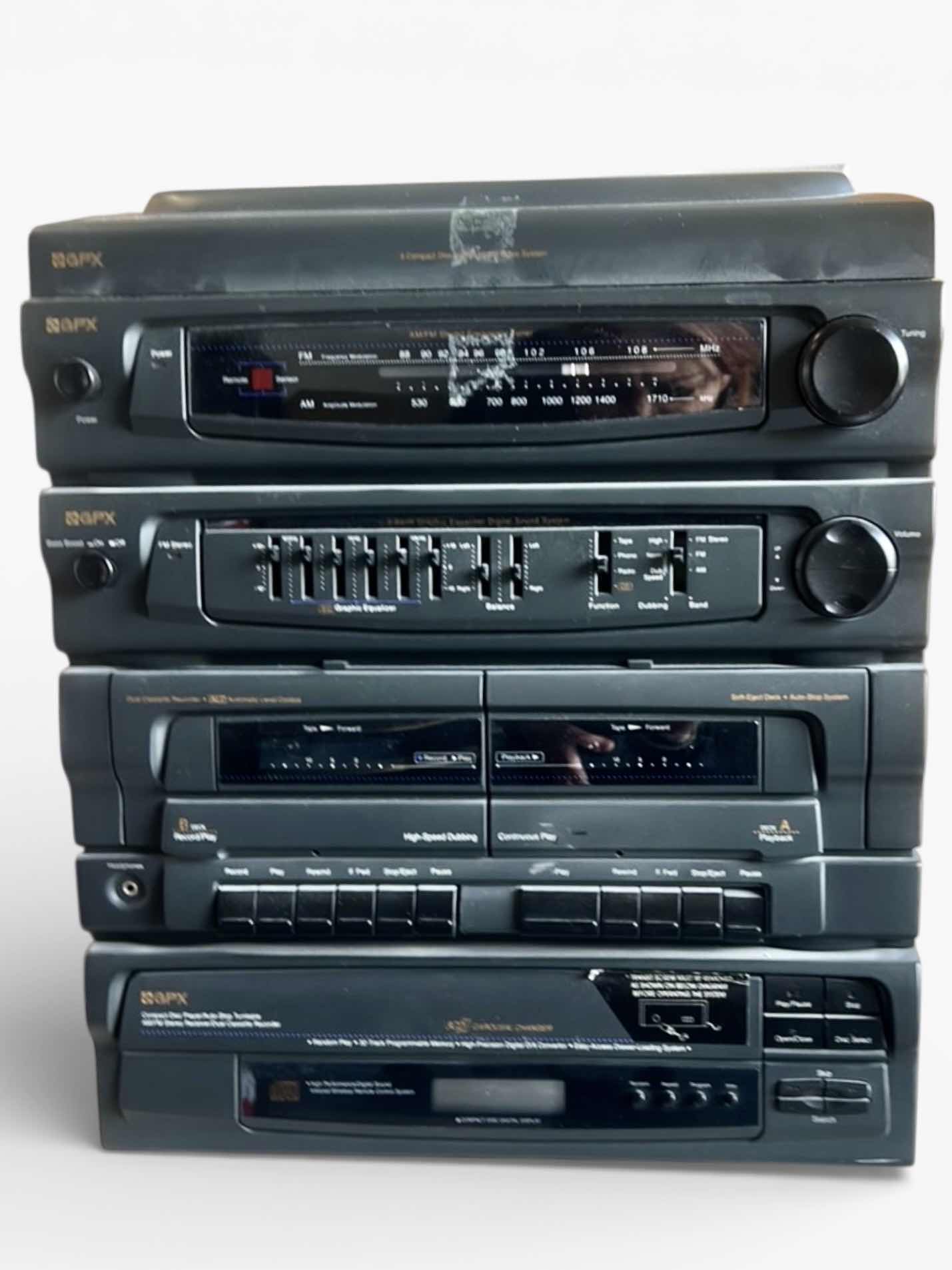 Photo 1 of GPX HOME STEREO SYSTEM, LIKELY FROM AROUND 1996 AND TWO SPEAKERS