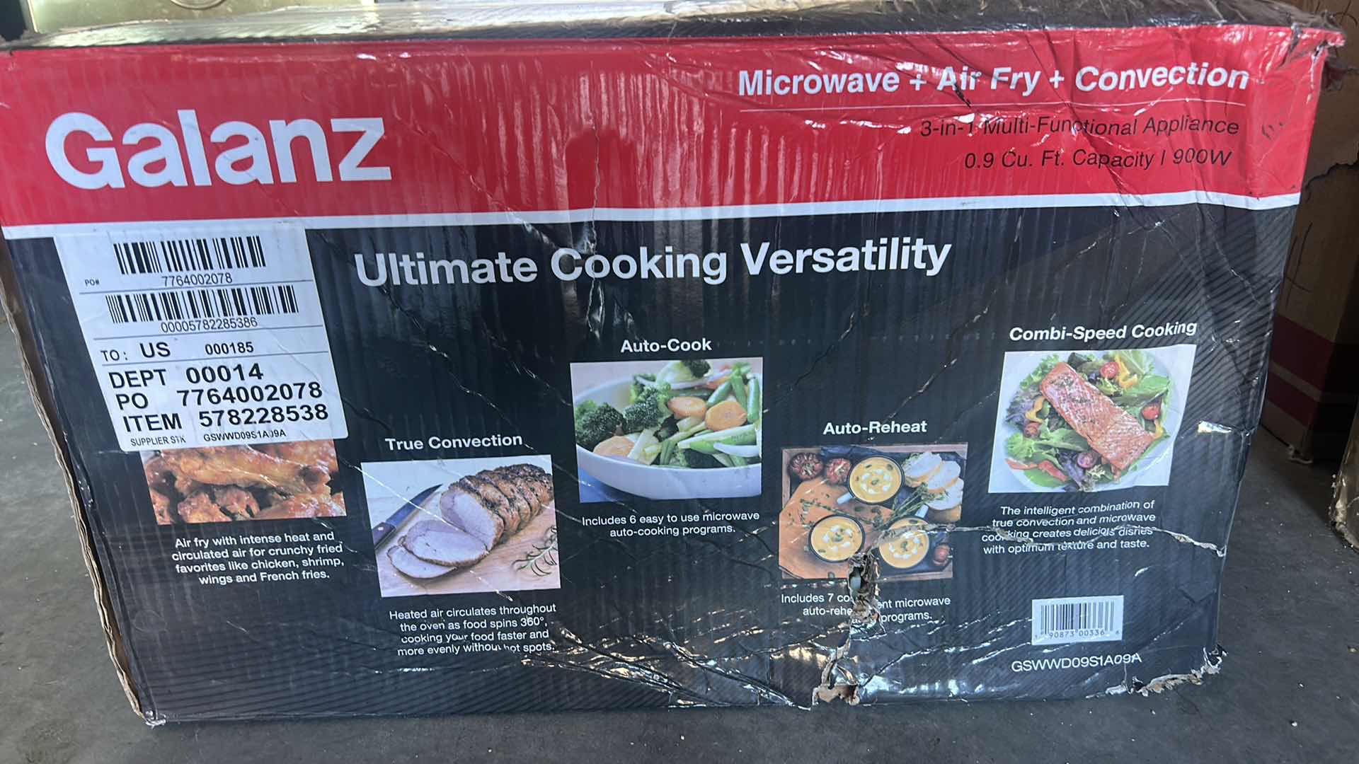 Photo 1 of NEW GALANZ 3-IN-1 COUNTERTOP APPLIANCE THAT FUNCTIONS AS A MICROWAVE, CONVECTION OVEN, AND AIR FRYER.