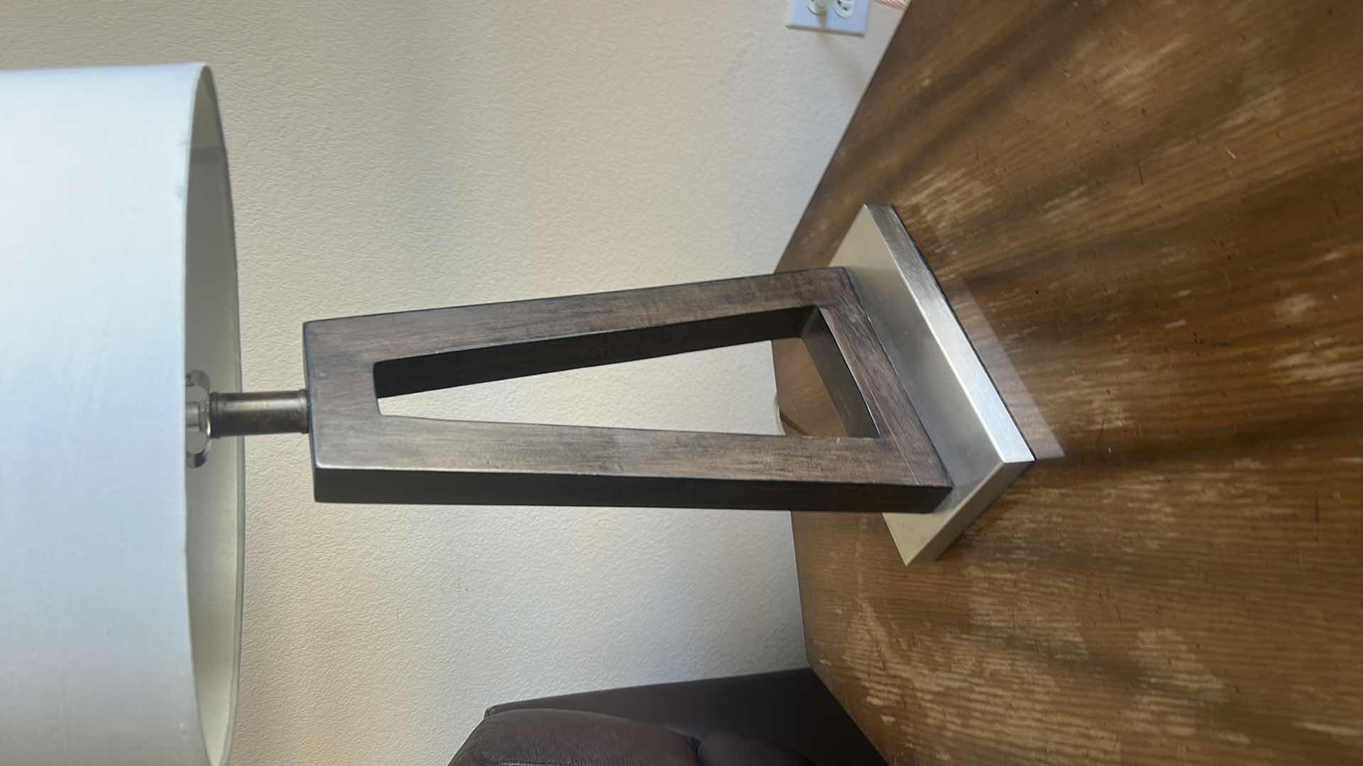 Photo 1 of 2 TONE TABLE LAMP WITH WHITE SHADE H32”