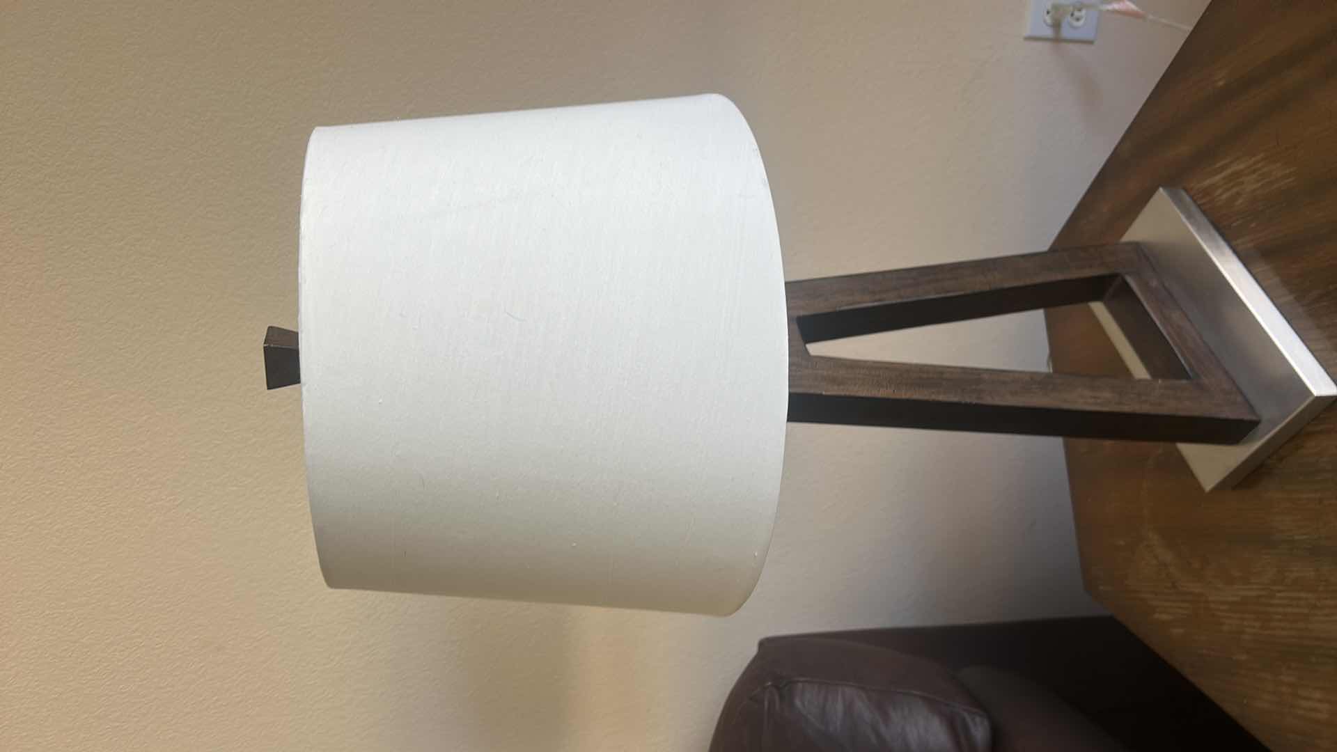 Photo 1 of 2 TONE TABLE LAMP WITH WHITE SHADE H32”