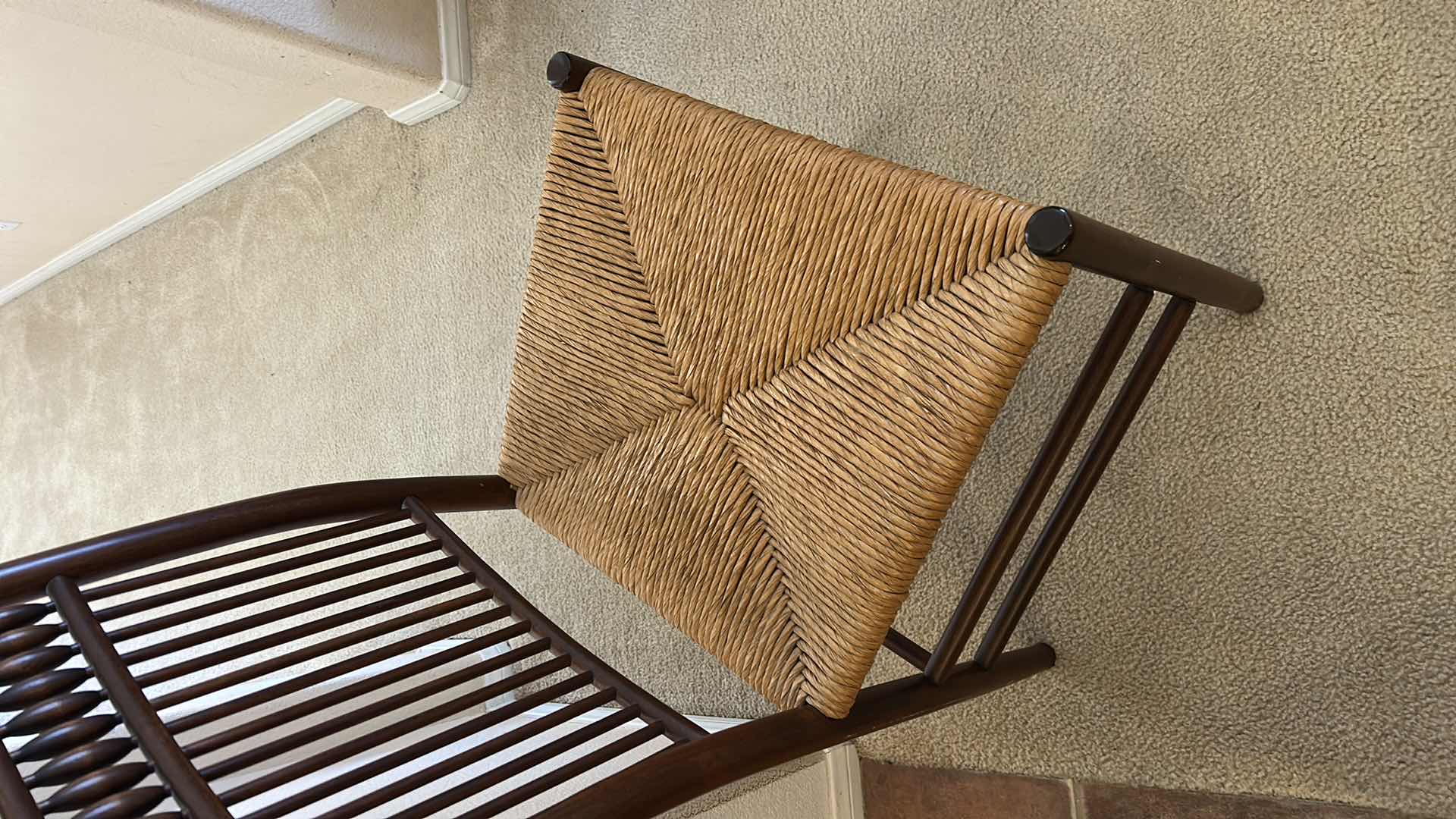 Photo 1 of AESTHETIC MOVEMENT SIDE CHAIR IN WALNUT WITH RUSH SEAT, DESIGNED BY E.W. GODWIN CIRCA 1885. H4’