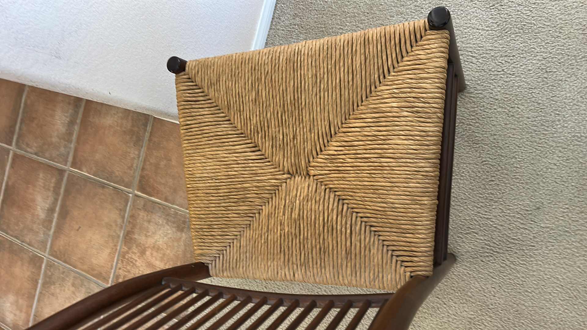 Photo 1 of AESTHETIC MOVEMENT SIDE CHAIR IN WALNUT WITH RUSH SEAT, DESIGNED BY E.W. GODWIN CIRCA 1885. H4’