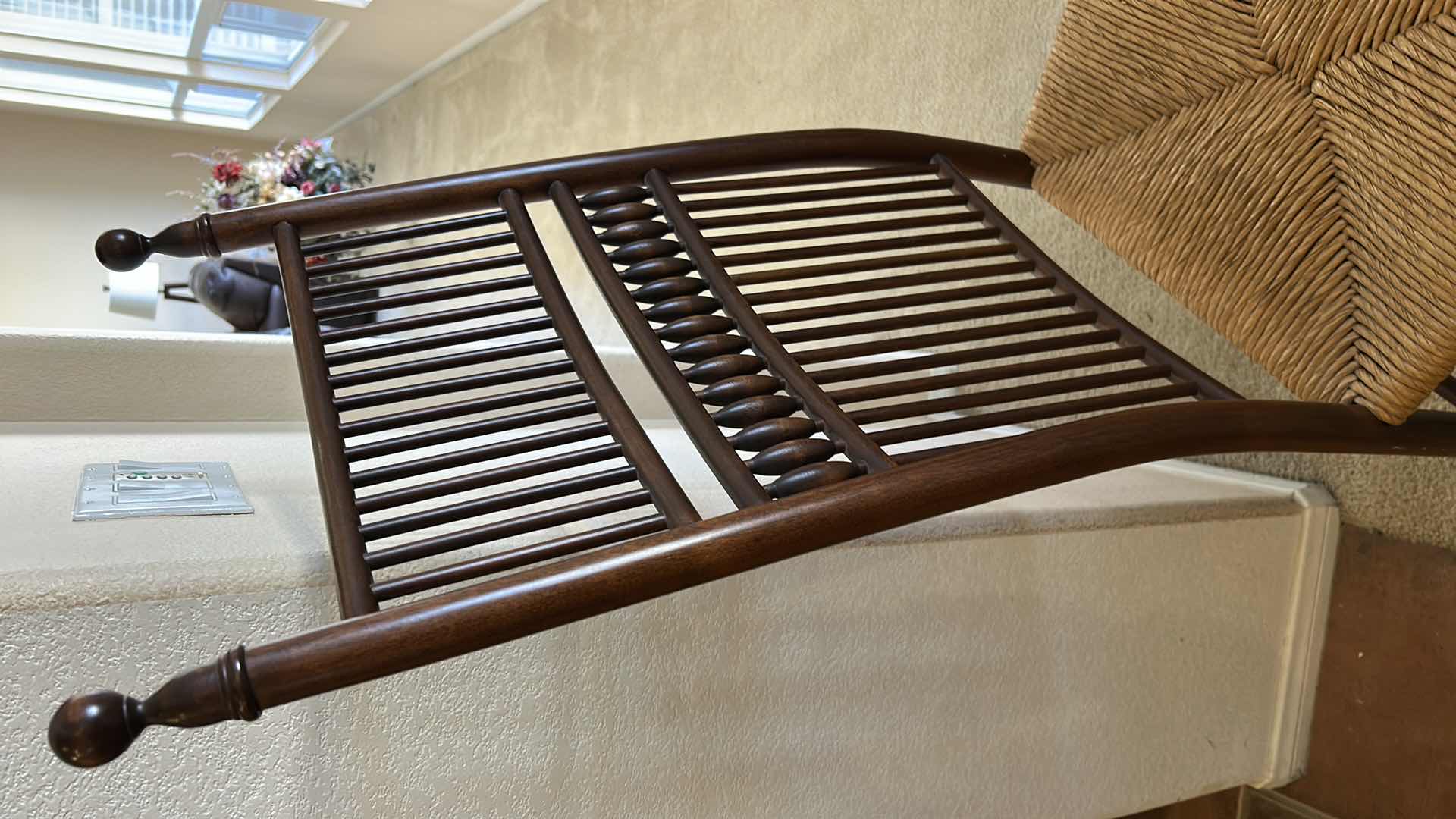 Photo 1 of AESTHETIC MOVEMENT SIDE CHAIR IN WALNUT WITH RUSH SEAT, DESIGNED BY E.W. GODWIN CIRCA 1885. H4’