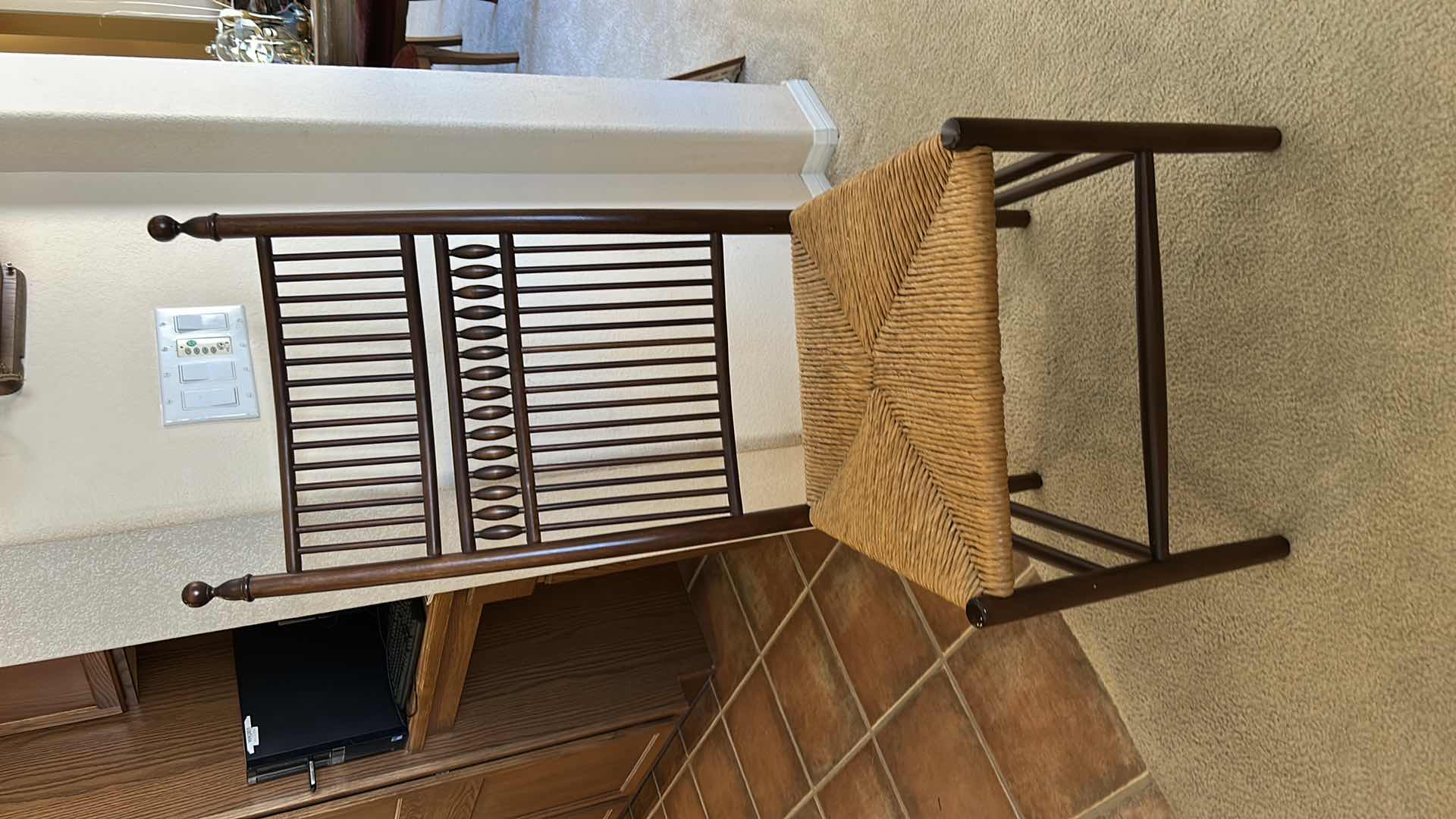 Photo 1 of AESTHETIC MOVEMENT SIDE CHAIR IN WALNUT WITH RUSH SEAT, DESIGNED BY E.W. GODWIN CIRCA 1885. H4’