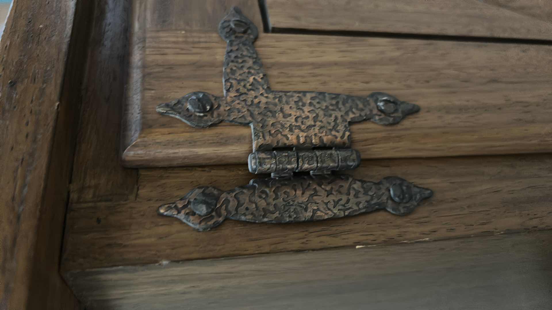 Photo 1 of WOODEN GUN CABINET WITH GLASS FRONT. FEATURES CARVED WOOD DOORS ON LOWER CABINET AND LOCKING STORAGE. DESIGNED TO DISPLAY AND STORE FIREARMS. HOLDS 8, LOWER CABINET 33 1/4 x 16“ x H22“ , TOP CABINET 32“ x 10 1/2“ x H54 1/2“