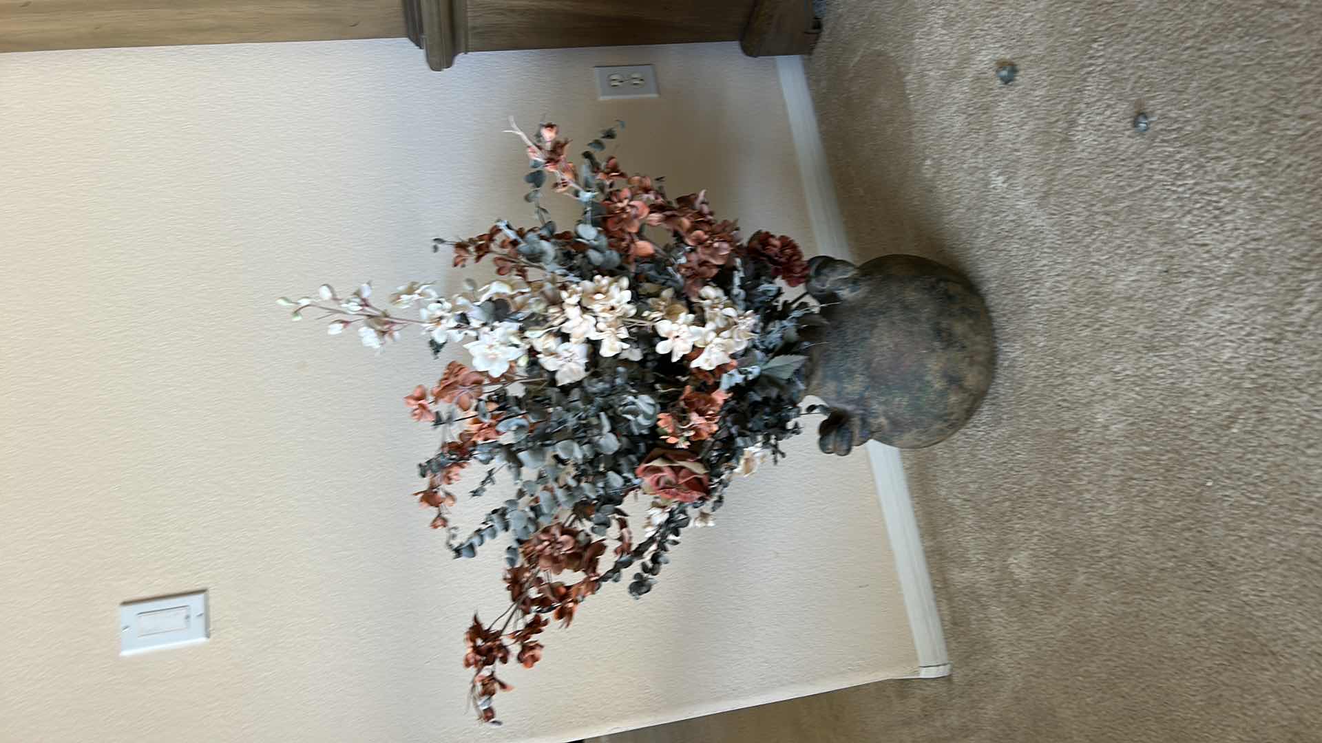 Photo 1 of CERAMIC POTTERY VASE WITH FAUX FLOWERS H 3’