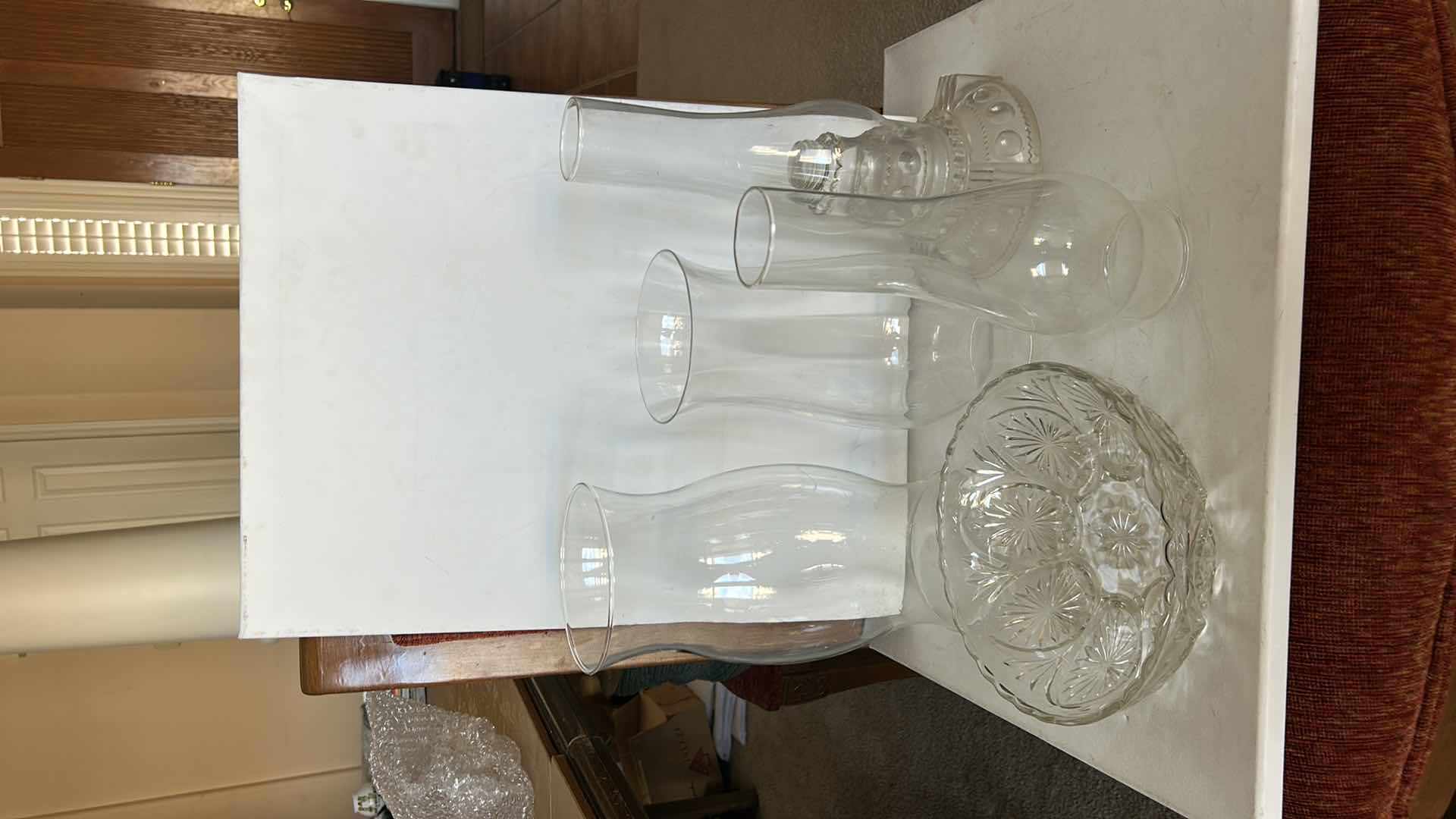 Photo 1 of GLASSWARE- VASES, HURRICANE LAMPS AND MORE