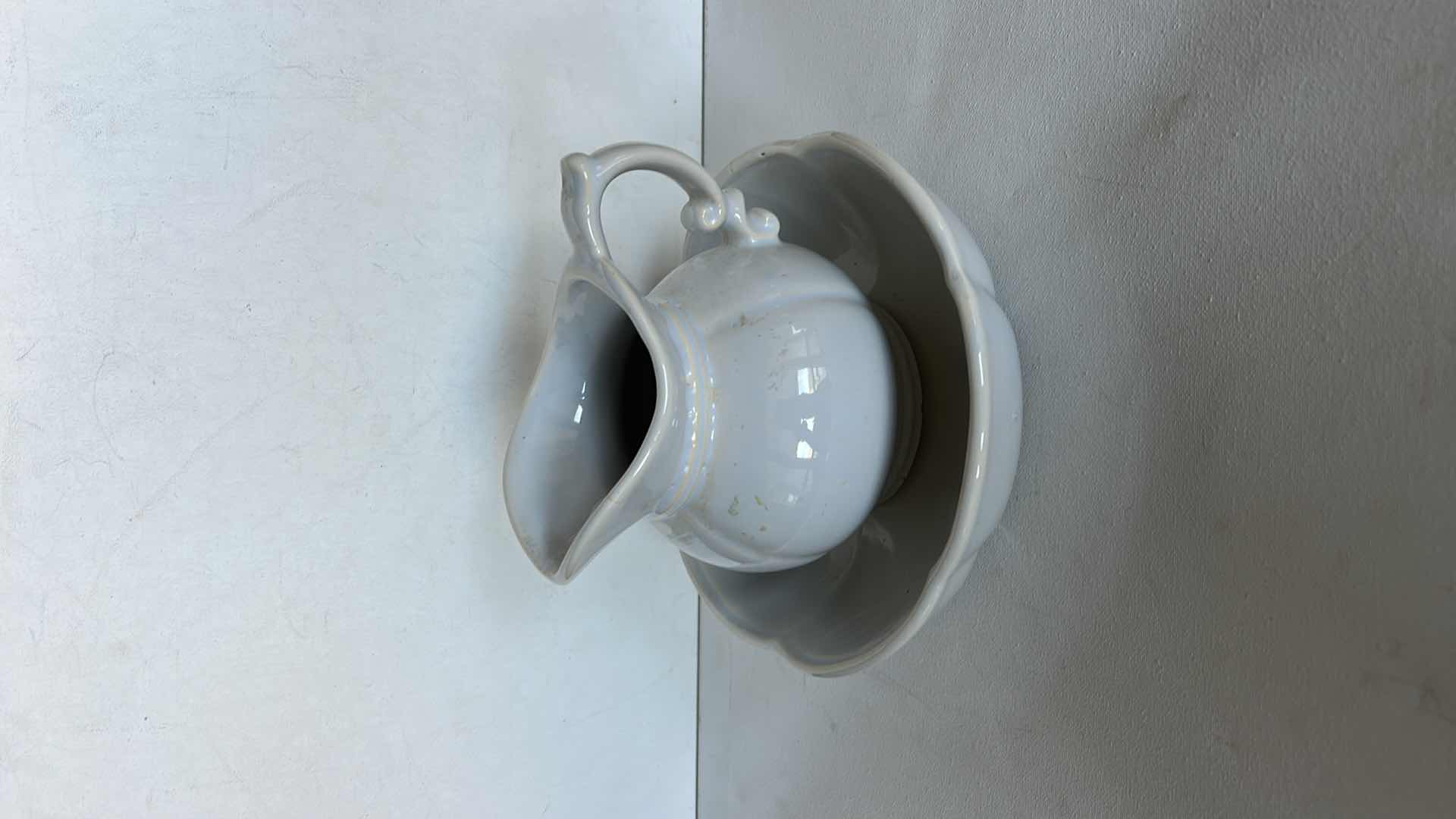 Photo 1 of NUMBERED MCCOY POTTERY PITCHER WITH MATCHING BOWL. GLAZED CERAMIC SET H6”