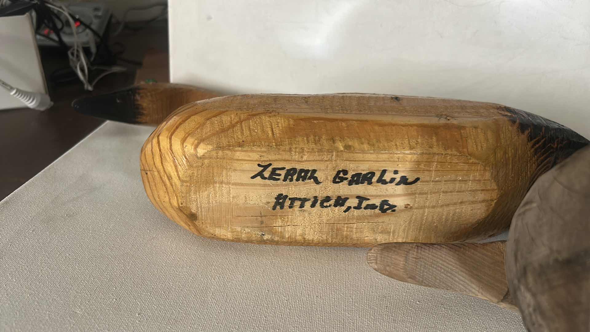 Photo 1 of 2 WOODEN DUCK DECOY. (LONGEST 15”)