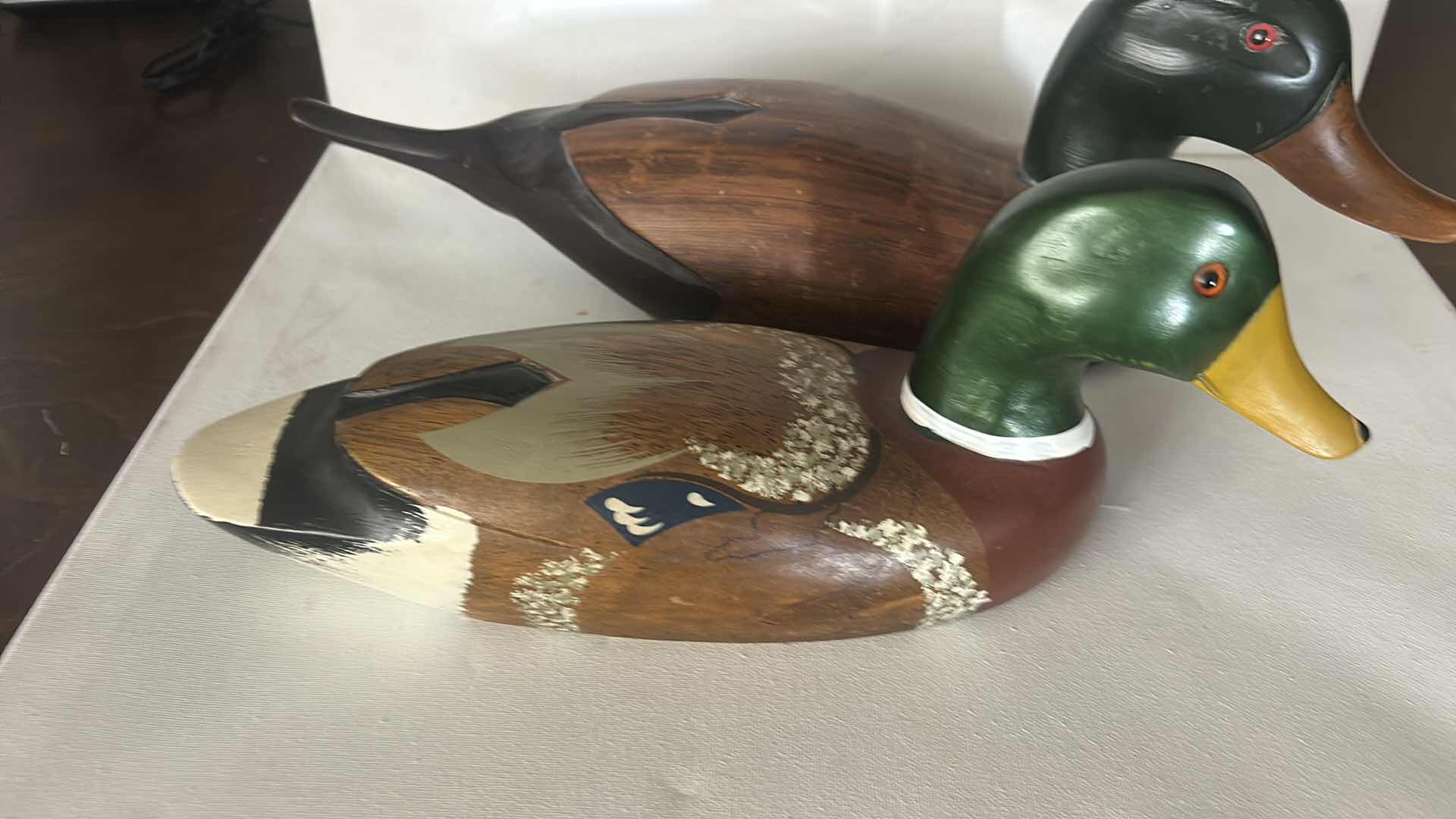 Photo 1 of 2 WOODEN DUCK DECOYS LONGEST 17 1/2”
