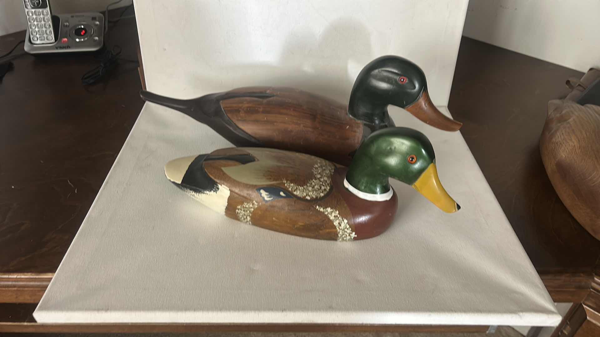 Photo 1 of 2 WOODEN DUCK DECOYS LONGEST 17 1/2”