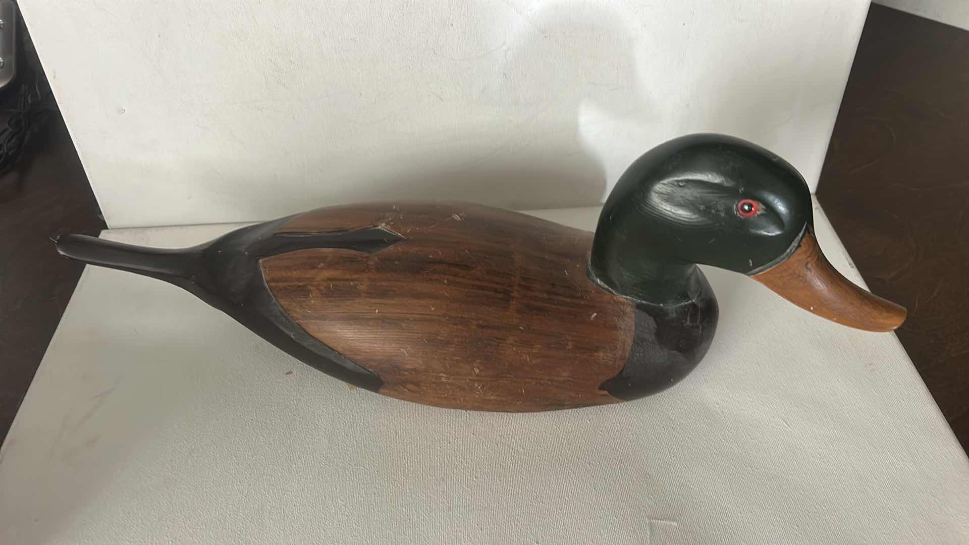 Photo 1 of 2 WOODEN DUCK DECOYS LONGEST 17 1/2”
