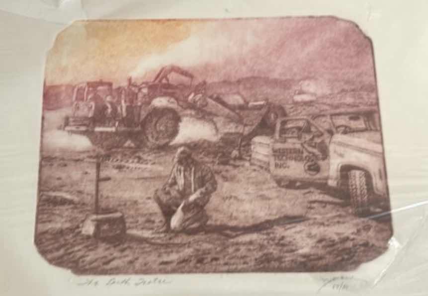 Photo 1 of ROY PURCELL “THE EARTH TESTER” ART ETCHING. LIMITED EDITION PRINT, NUMBERED AND ACCOMPANIED BY A CERTIFICATE OF AUTHENTICITY (COA).
18” x H15 1/2”