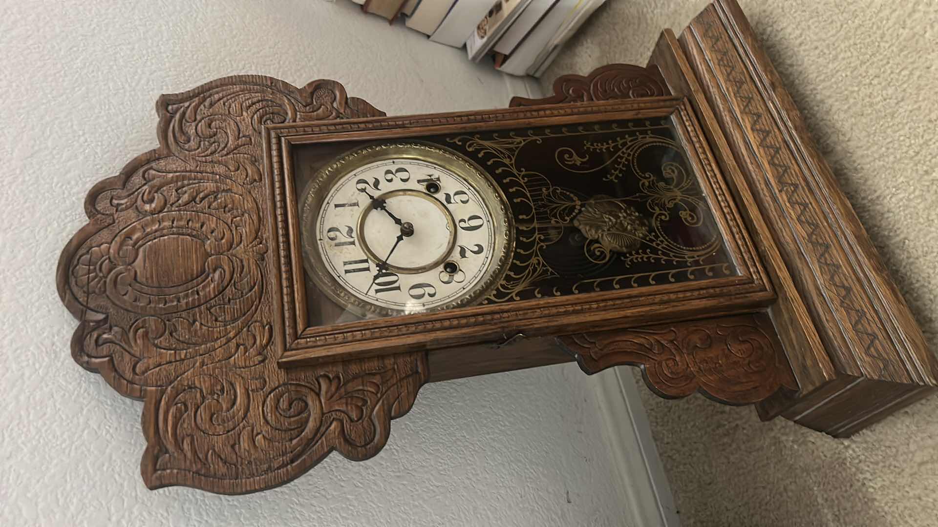 Photo 1 of ANTIQUE E. INGRAHAM “GINGERBREAD” MANTEL CLOCK. H23”