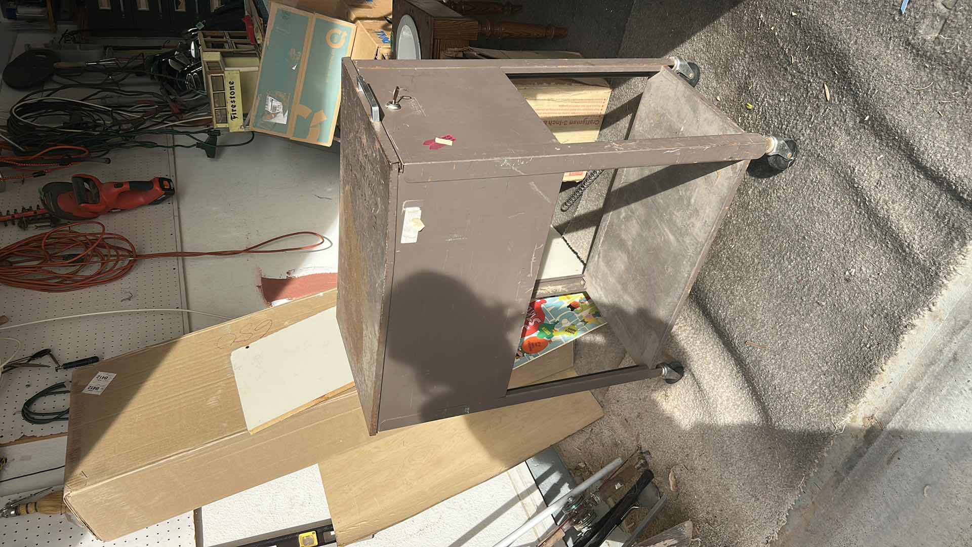 Photo 1 of ROLLING METAL CABINET WITH NATIONAL GEOGRAPHIC MAGAZINES