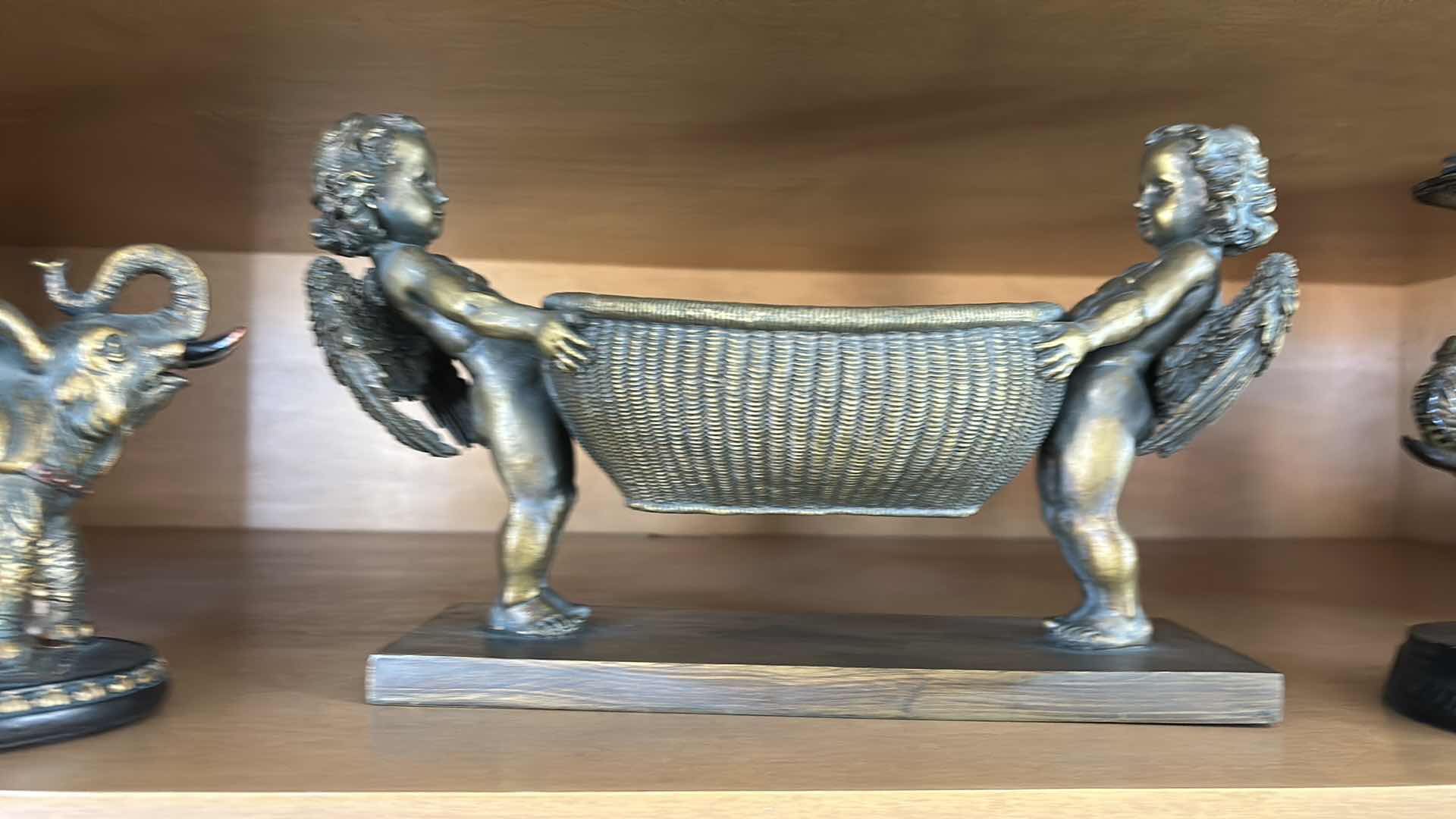 Photo 1 of 3 PC HOME DECOR - 2 CERAMIC, & 1 METAL ELEPHANT CANDLE HOLDER H8”