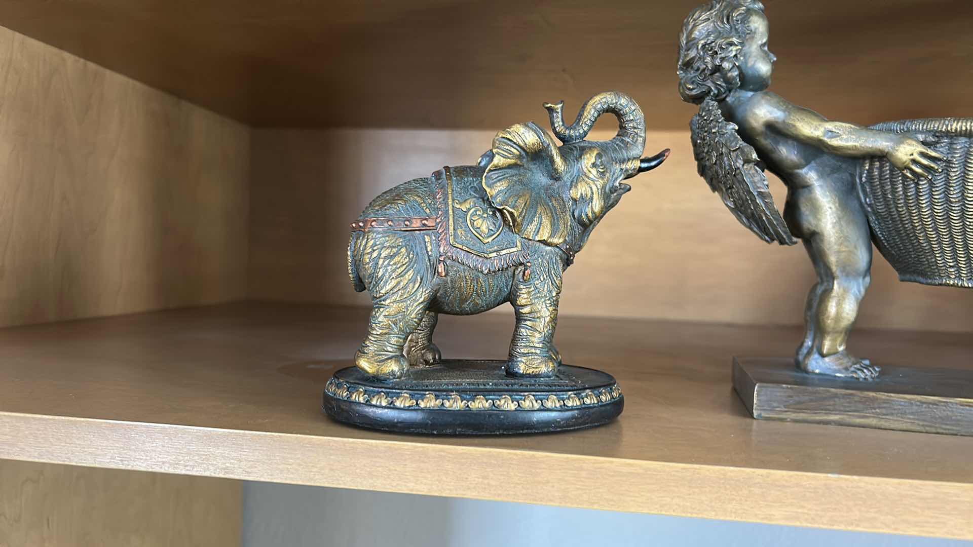 Photo 1 of 3 PC HOME DECOR - 2 CERAMIC, & 1 METAL ELEPHANT CANDLE HOLDER H8”