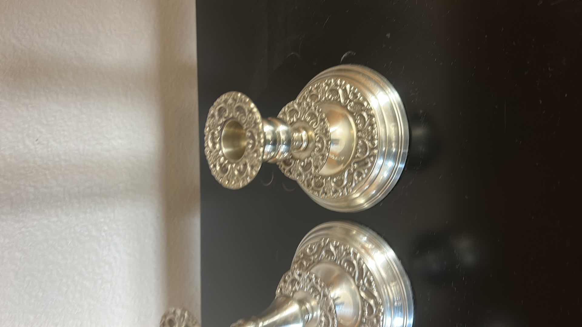 Photo 1 of 3 SILVER TONE CANDLESTICKS H12”