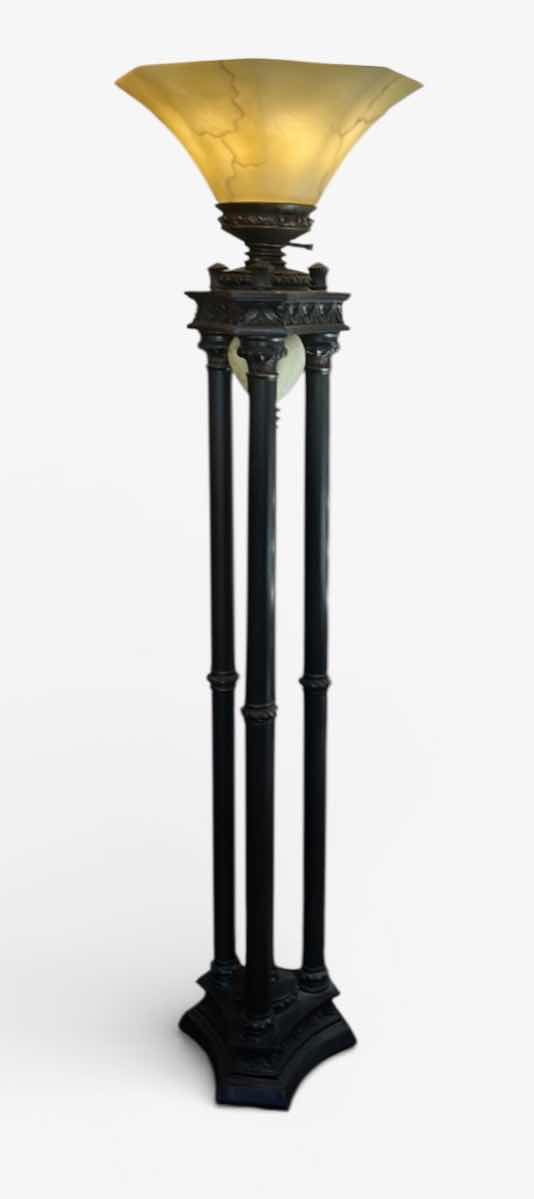 Photo 1 of GOTHIC-STYLE BRONZE TORCHIERE FLOOR LAMP, H 6’