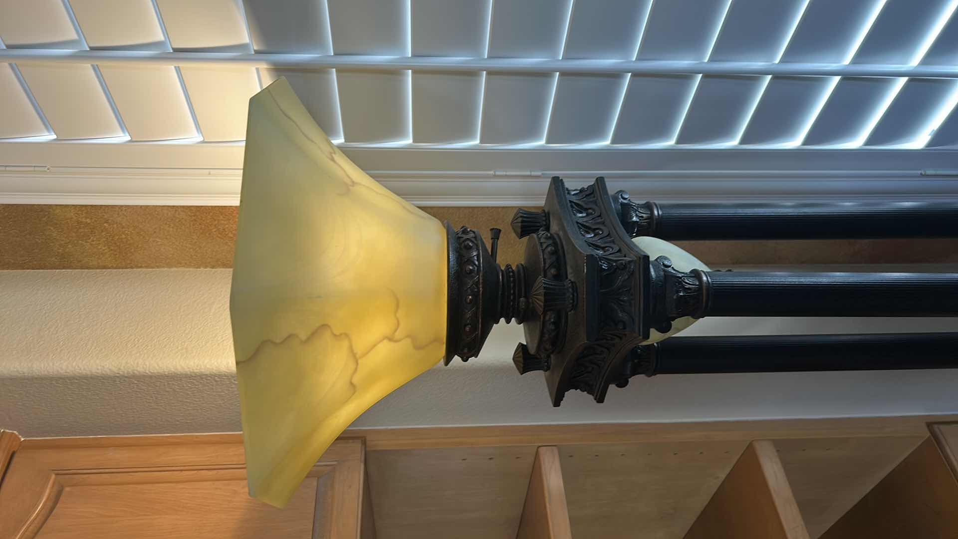 Photo 1 of GOTHIC-STYLE BRONZE TORCHIERE FLOOR LAMP, H 6’